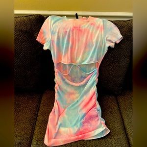 Sexy Tie Dye cut out maxi dress
